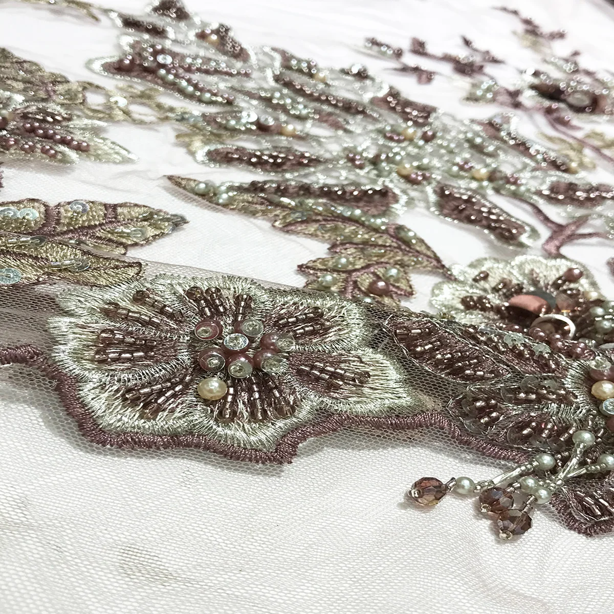 Vysoká Kvalita Broskyňa Crystal Ťažké Ručné Nášivka Korálkové Čipky Textílie Vyšívané Sequin Pre Svadobné Šaty Africkej Ženy Móda Obrázok 2