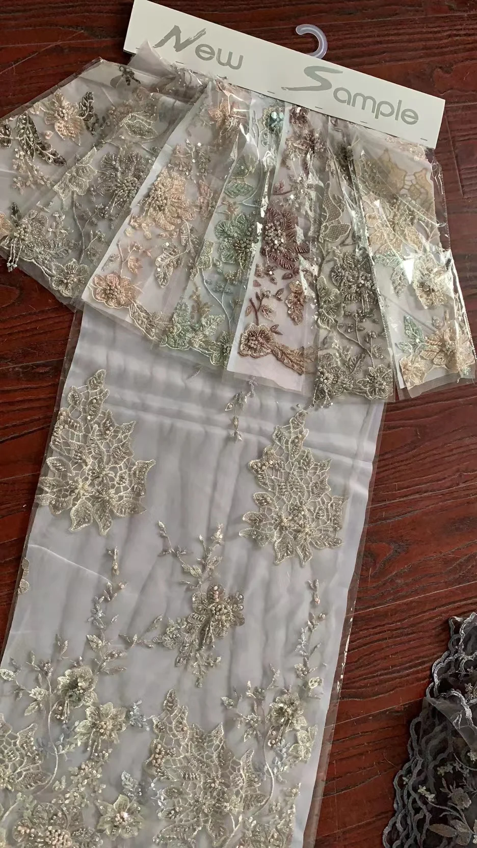 Vysoká Kvalita Broskyňa Crystal Ťažké Ručné Nášivka Korálkové Čipky Textílie Vyšívané Sequin Pre Svadobné Šaty Africkej Ženy Móda Obrázok 5