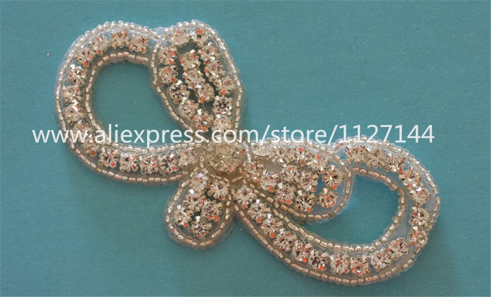 (30PCS ) Ručné korálkové šitie striebro drahokamu lúk nášivka na šaty vlasy príslušenstvo WDD0434 Obrázok 0