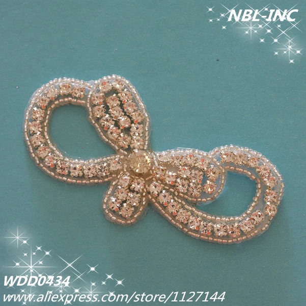 (30PCS ) Ručné korálkové šitie striebro drahokamu lúk nášivka na šaty vlasy príslušenstvo WDD0434 Obrázok 1