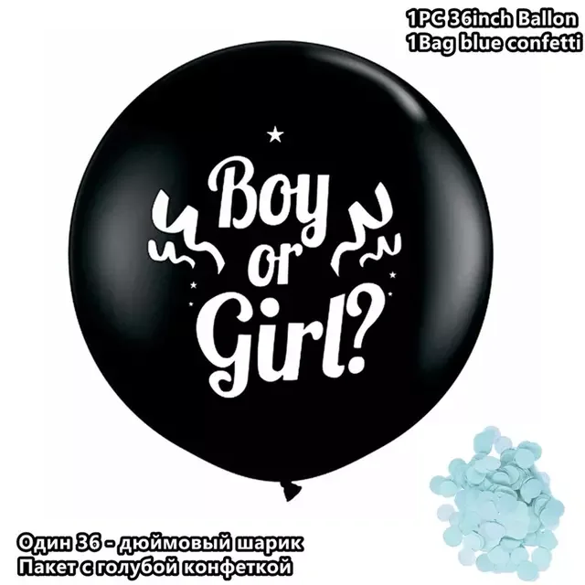 1set 36inch Chlapec alebo Dievča, Balón Strana Čierne Latexové Balóny Modrá alebo ružová Konfety Rodovej Odhaliť Globos Baby Sprcha Dekorácie Obrázok 2