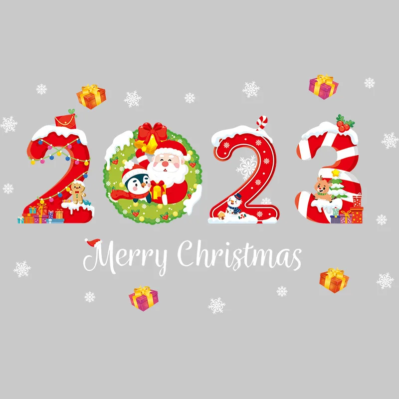 2023 Nový Rok, Vianoce Stenu, Okno, Nálepky, Nálepky Veselé Vianočné Dekorácie Pre Domov Xmas Party Navidad Darčeky Noel Dekor 2022 Obrázok 3