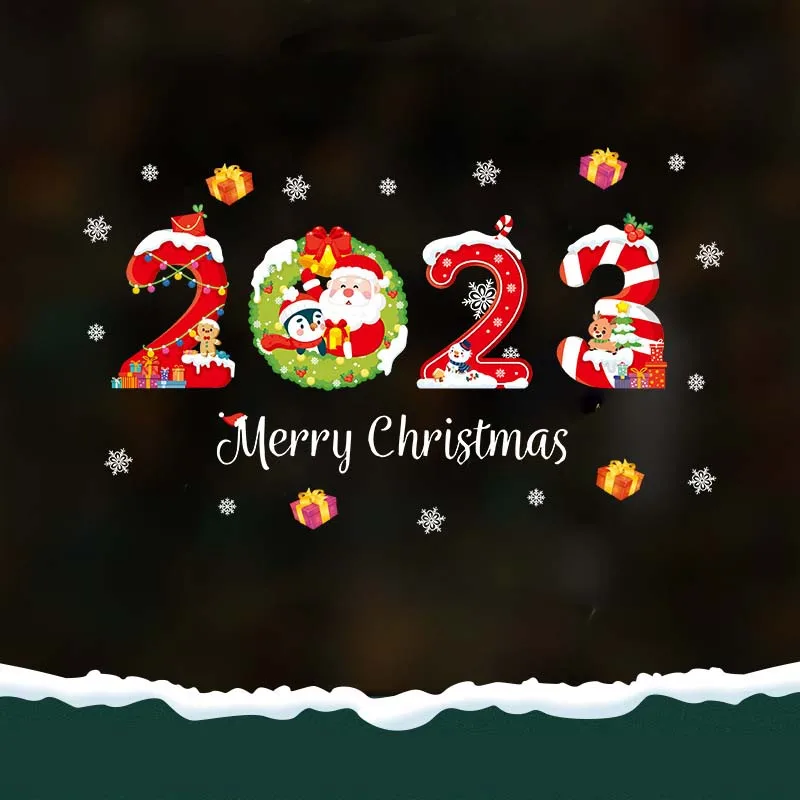2023 Nový Rok, Vianoce Stenu, Okno, Nálepky, Nálepky Veselé Vianočné Dekorácie Pre Domov Xmas Party Navidad Darčeky Noel Dekor 2022 Obrázok 5