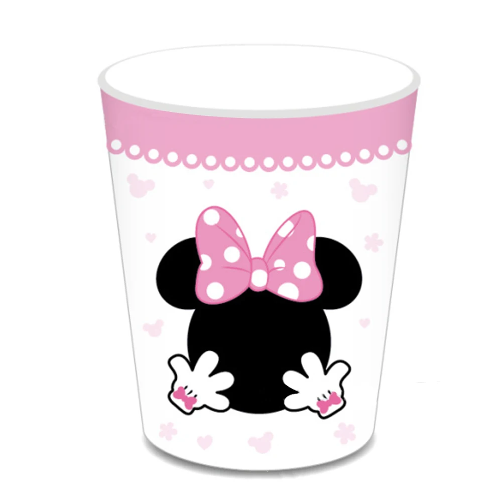 Nové Disney Ružová Fialová Minnie Mouse Baby Girl Krst Party Dekorácie Dievča Prospech Jednorázový Riad Narodeninovej Party Supplie Obrázok 2