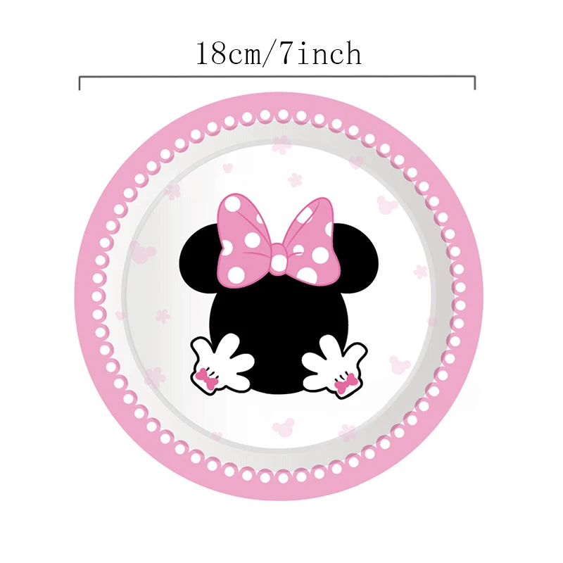 Nové Disney Ružová Fialová Minnie Mouse Baby Girl Krst Party Dekorácie Dievča Prospech Jednorázový Riad Narodeninovej Party Supplie Obrázok 4