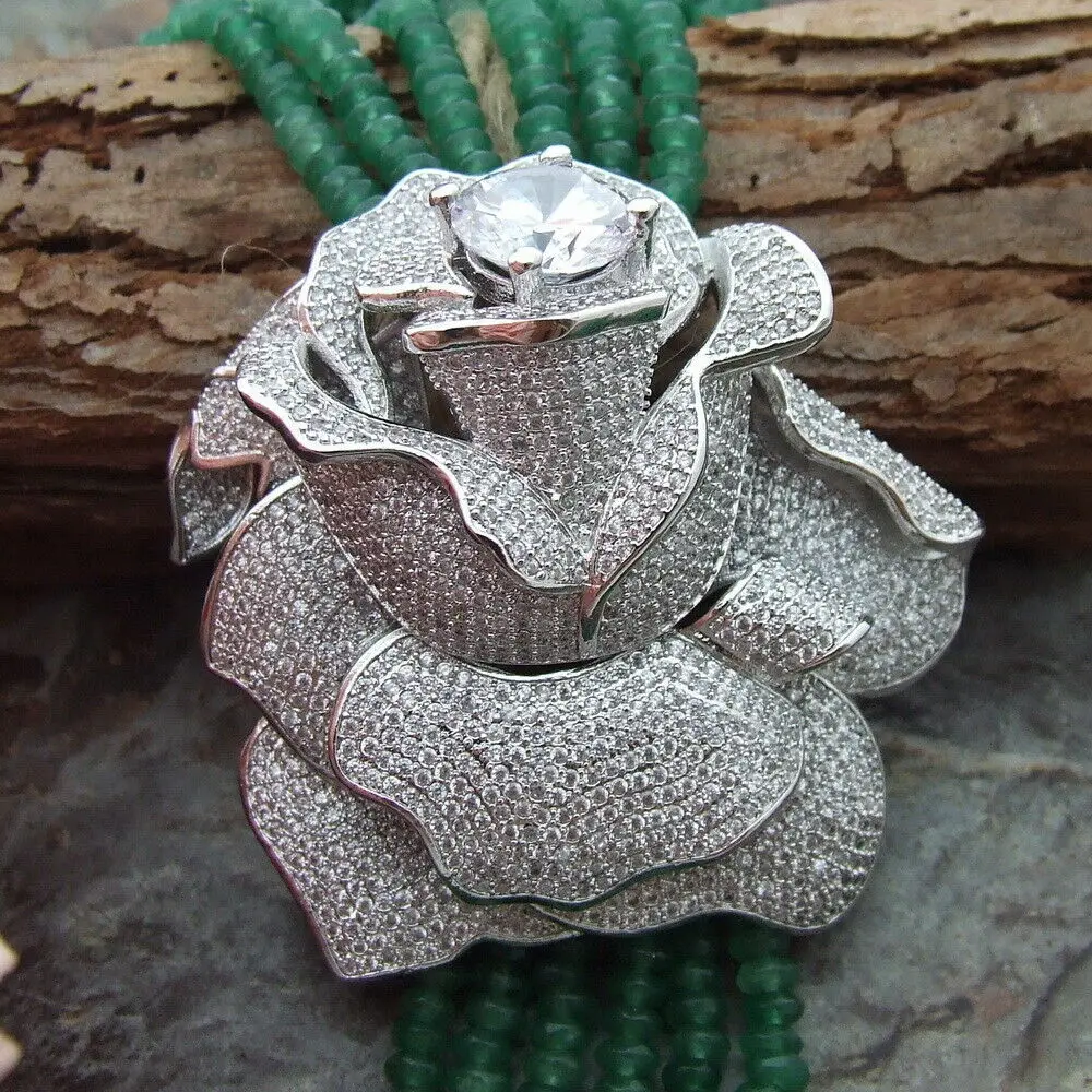 Očarujúce 6strands 2x4mm zeleného kameňa náhrdelník micro vložkou zirkón pracky kvet príslušenstvo náhrdelník dlho 61-68 cm Obrázok 2