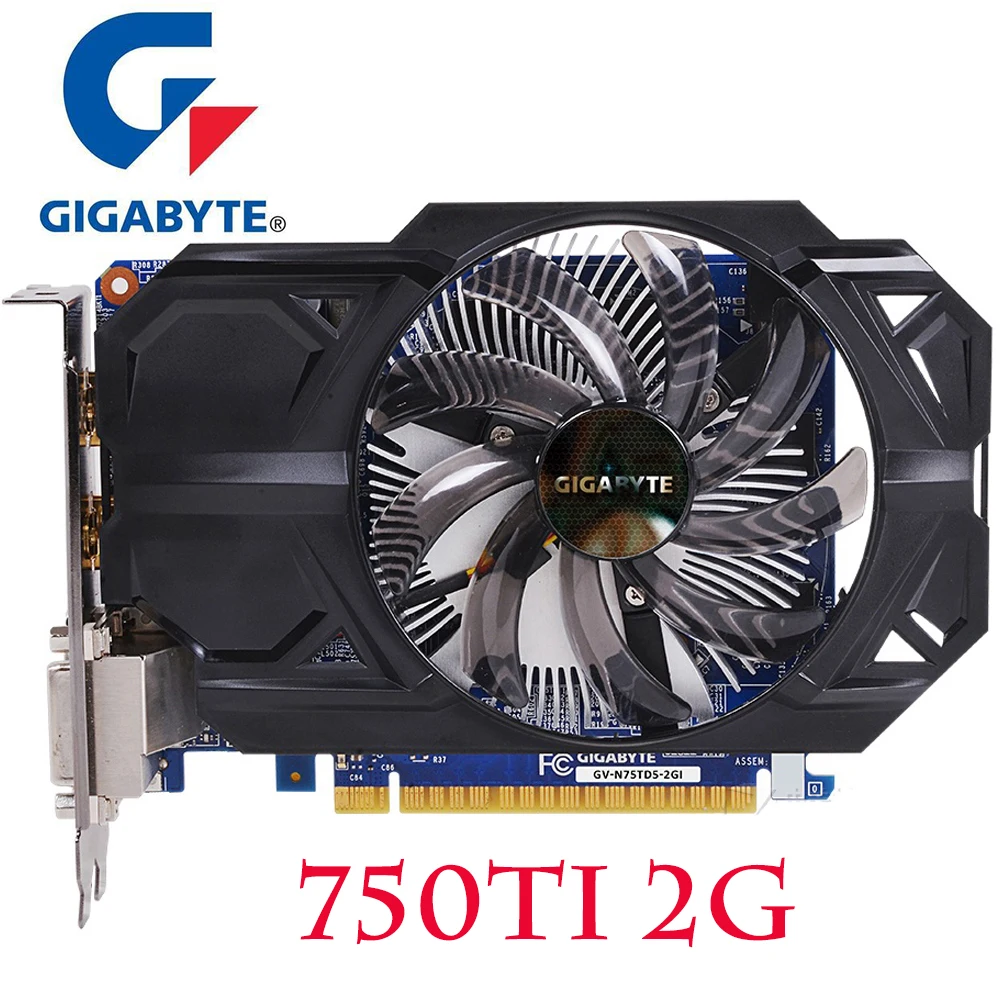 Pôvodné GIGABYTE GTX 750Ti 2GB grafických Kariet, 128Bit GDDR5 Grafická Karta nVIDIA Geforce GTX750 Ti 2G Hdmi, Dvi, VGA Karty Používané Obrázok 2