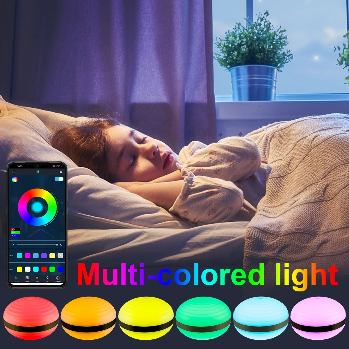 Smart Bluetooth Nočné Svetlo LED stolná Lampa Farby USB Nočná Lampa s WiFi/APP/Telefón Kontroly Stmievateľné Nočné Svetlo Obrázok 1