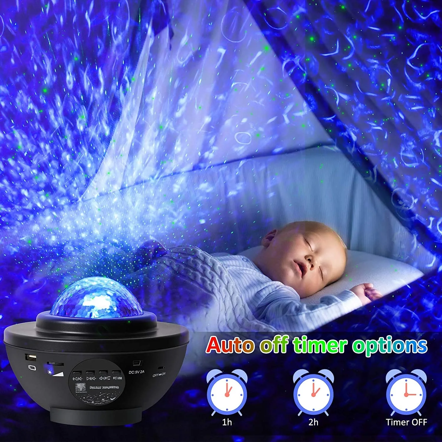 Nové Inteligentné Otočná Nočné Svetlá pre Deti Sky 360 LED Hudobné Hviezdy Svetlo Projektora Strana Dekoratívne Svietidlá Detí Darček Obrázok 5