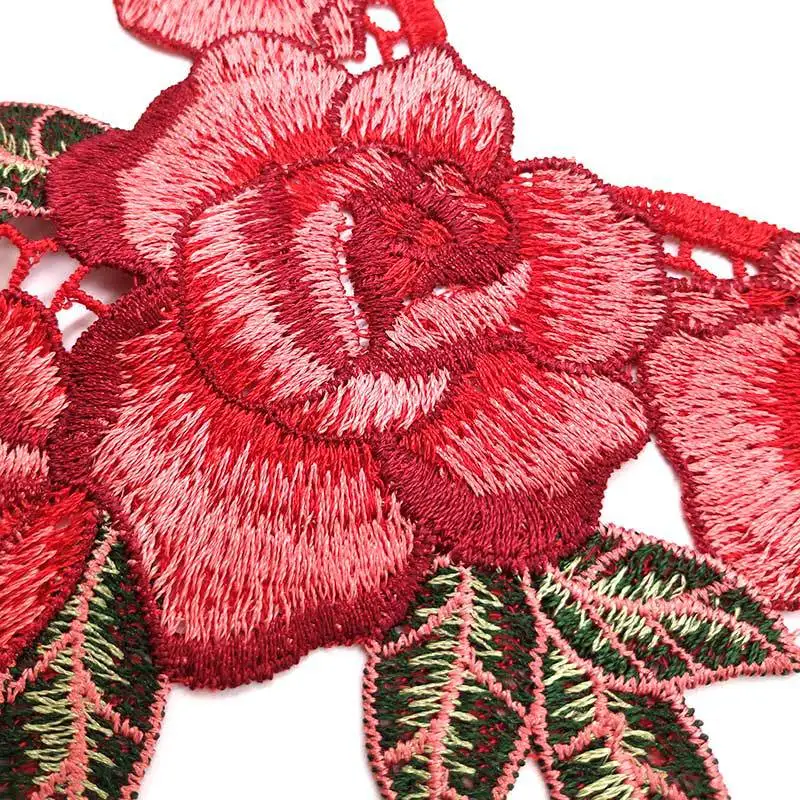 5 ks Krásny Kvet Čipky Textílie Šitie Dodávky DIY Výstrihu Červená Golier Kostýmy, Dekorácie Doplnky Ženy Šaty Obrázok 3
