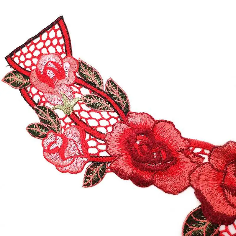 5 ks Krásny Kvet Čipky Textílie Šitie Dodávky DIY Výstrihu Červená Golier Kostýmy, Dekorácie Doplnky Ženy Šaty Obrázok 5