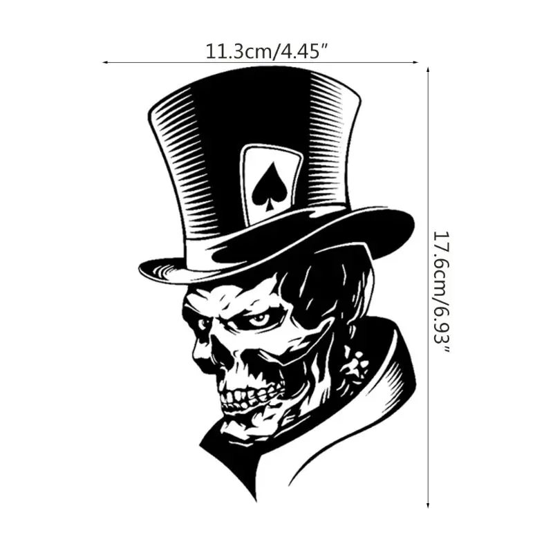 2022 Nový 11.3x17.6TYP Krásne Joker Kostry Lebky Kariet Poker Monster Klobúk Auto Nálepky Obrázok 2