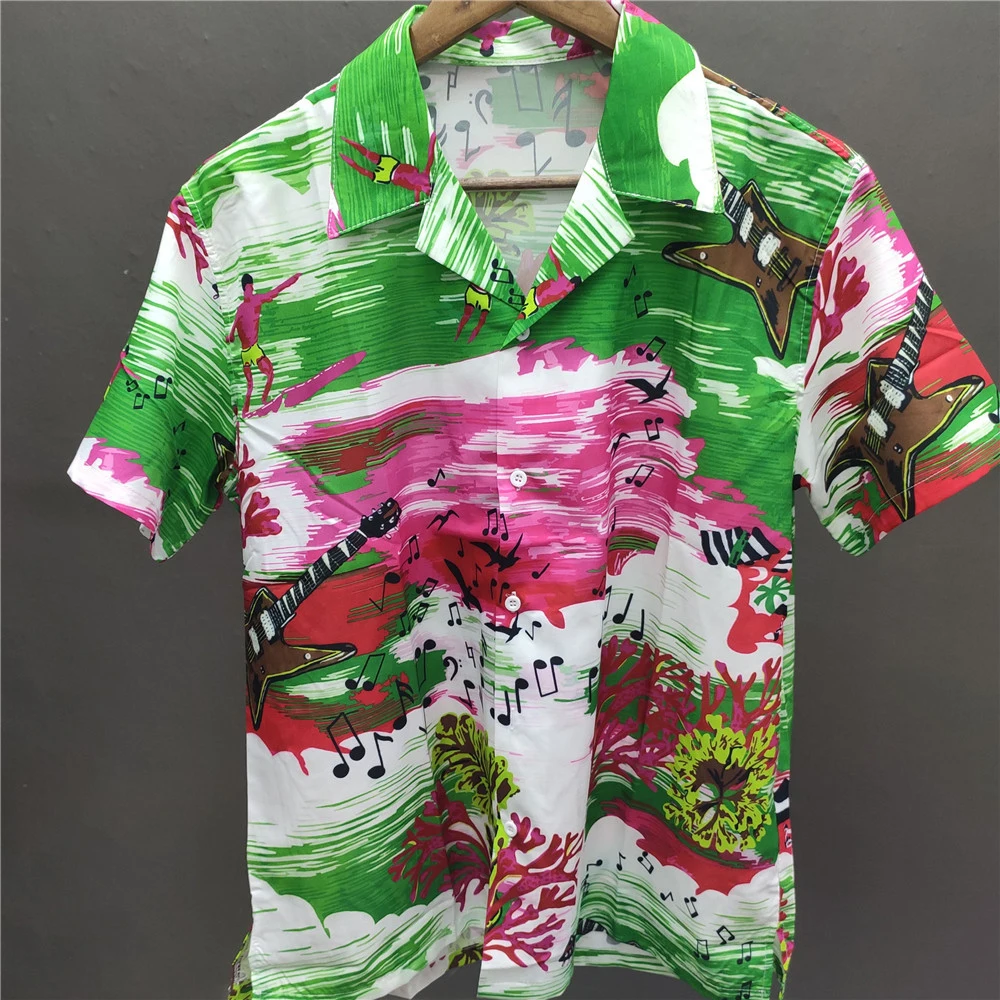 2022 Kvetinový Vzor Bežné Pláži Topy Havajské Košele Streetwear Hudobná Notácia Košele Streetwear Mužov Camisas De Hombre Obrázok 5