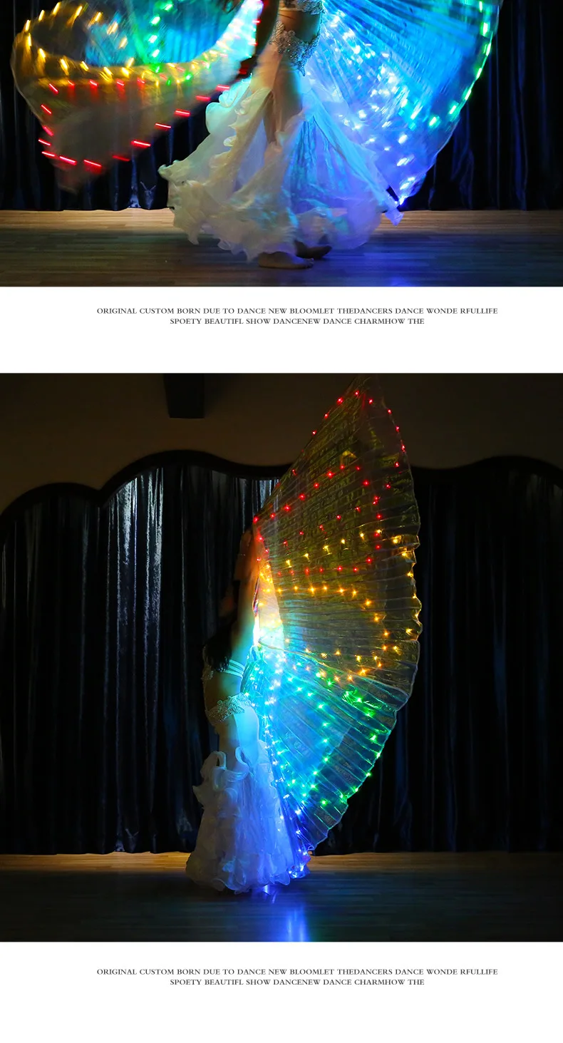 Nový Štýl Farebné Fáze Výkonu Prop LED Krídla, Brušný Tanec Príslušenstvo Dievčatá LED Krídla Kostým LED Motýlích Krídel Obrázok 1