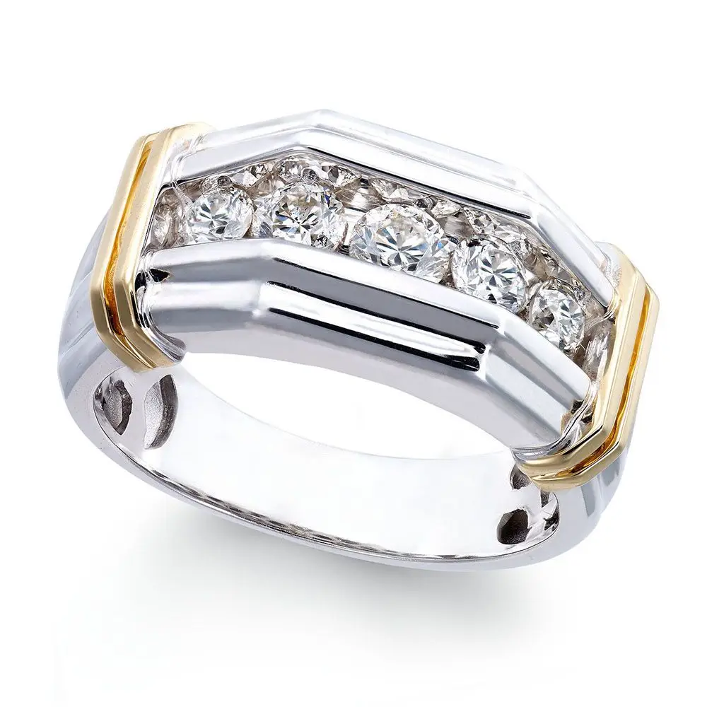 Móda Klasické Geometrické Crystal Zirkón Zásnubný Prsteň Mužov Tvorivé Zlata, Dva-farba Snubné Prstene Pre Ženy Boho Šperky Obrázok 0