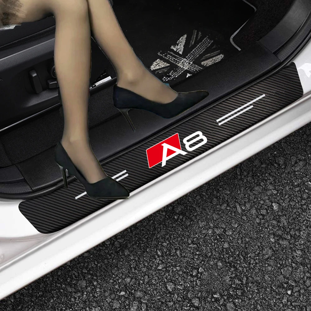 4pcs Auto karbónová Nálepka Automatické Dvere, Parapetné Chránič Nálepky Na Audi A8 A3 A4 A5 A6 A7 Q3 Q5 Q7 Q8 TT S Line Auto Príslušenstvo Obrázok 3