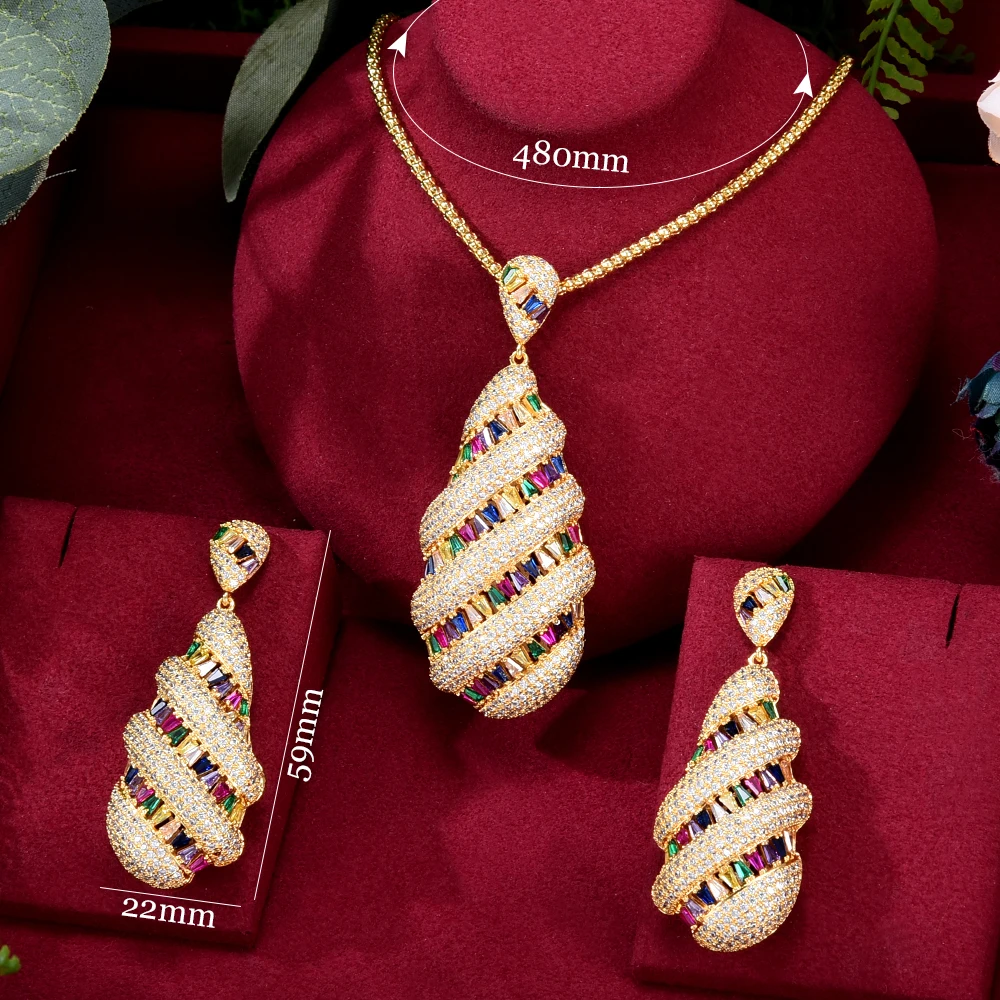 GODKI Nové Luxusné Gougeous Waterdrop Náhrdelníky Náušnice Sada Pre Ženy Cubic Zirconia Dubaj Svadobné šperky Set Vysokej Kvality Obrázok 0