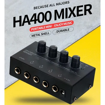 1 Sada Stereo Slúchadlový Zosilňovač HA400 Ultra-Kompaktný Stereo Audio Zosilňovač S Adaptér, Slúchadlá Amp EÚ Zátka Čierna