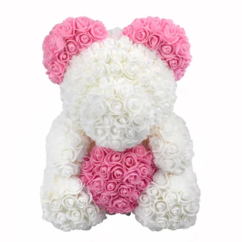 1pcs 40 cm Umelé PE Pena Ruže Kvet Srdce Medveď Na Svadobné Dekorácie Valentine Handwork macko