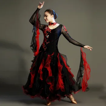 2017 Ballroom Dance Sukne Ženy Lycra Najnovší Dizajn Žena Moderné Valčík Tango Tanečné Šaty/standard Sála Súťaže Šaty