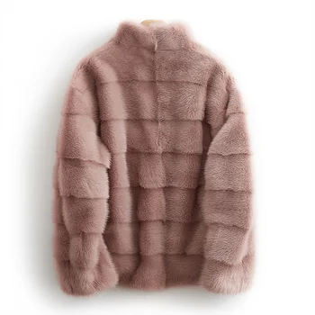 2020 Nové Svetlo Luxusné Zimné Oblečenie Haining Noriek Srsť Krátka Fondu Voľná Koža A Kožušiny Kabát Zips Noriek Voľné Kabát