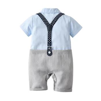 2022 Lete Nové Baby Boy Gentleman Vyhovovali Tenké detské Oblečenie Nastaviť Jeden Kus Popruh Detské Oblečenie 3348