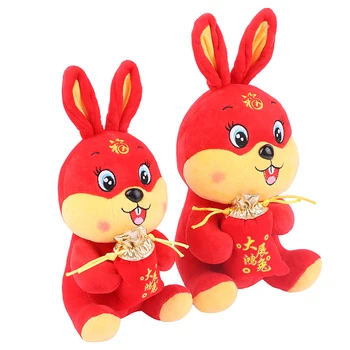 2023 Nový Rok Tang Vyhovovali Čínsky Štýl Králik Plyšové Hračky Mäkké Šťastie Bunny Plnené Bábika Maskot Zber Vianočný Darček