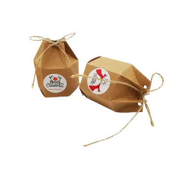 25/50PCS Veselé Vianoce Kraft Papier Candy Box Svietidla Hexagon Darčekové Krabice Biscuit Cookie Svadobné Party Narodeniny Prospech Dodávky