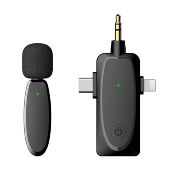 3 V 1 Bezdrôtový Lavalier Mikrofón S Audio Monitor Funkcia Vlog Mic Pre Iphone Android Počítač, Fotoaparát