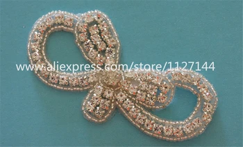 (30PCS ) Ručné korálkové šitie striebro drahokamu lúk nášivka na šaty vlasy príslušenstvo WDD0434