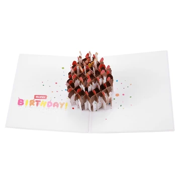 3D Hore Sen Cake Pohľadnice Vianoce, Narodeniny Nový Rok Pozvanie