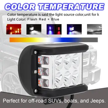 4 Palcový 12V-80V 60W, Biela (Modrá + Červená ) Vodotesný LED Pracovné Svetlo s Viacerými Osvetlenie Režim pre Off-road Auto / Pickup / Vozňa