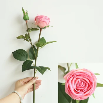 5 Kusov Umelé Ruže Realistické Falošné Kvetu Rastlín Svadobné Kytice Strany Ornament Narodeniny Valentinku Deň Darček