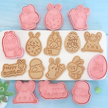 8 Ks Veľkonočné Cookie Frézy, 3D Rabbit Cookie Frézy, Set Biscuit Cookie Cutter Formy DIY Pečenie Nástroj