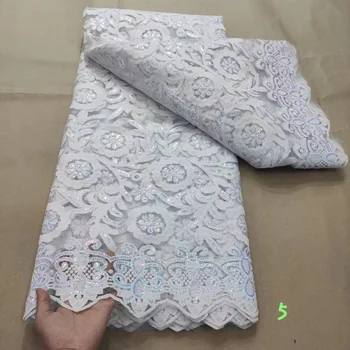 Africké biela Flitrami Čipky Textílie Vyšívané Nigérijský Čipky Tkaniny 2021 Svadobné Vysoko Kvalitnej Čipky francúzsky Čistý Čipky Textílie