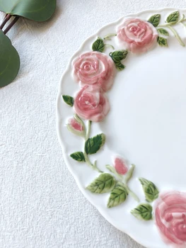 Americký plastický kvet keramické dekoratívny tanier tanier dezertný tanieri