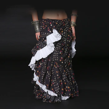 ATS Tribal Belly Dance Sukne Cigán Sukne Dámske Vytlačené Bavlna španielsky Flamenco Šaty Plný Kruh Široký 14 Metrov