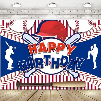 Baseball Narodeniny Pozadie Bday Party Dekorácie Dodávky Športové Športovec Červené Pruhy Modrá Fotografie Pozadí Banner