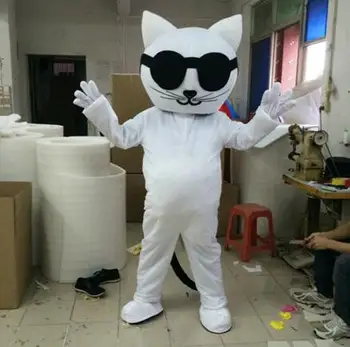 Biela Mačka Maskot Kostým Zvieratá Halloween Party Dospelých Maškarný Prípade Unisex Cartoon Oblečenie Cosplay