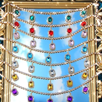 Caraquet Kúzlo Svieti Drahokamu Tenis Reťazec Choker Náhrdelník Pre Ženy Námestie Crystal Prívesok Náhrdelník Módne Luxusné Šperky
