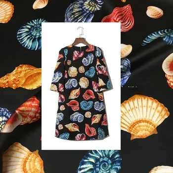 Conch shell tlač farebná digitálna tlač na meter značky ťažký hodvábny satén stretch cheongsam šaty širokú nohu, nohavice tričko textílie