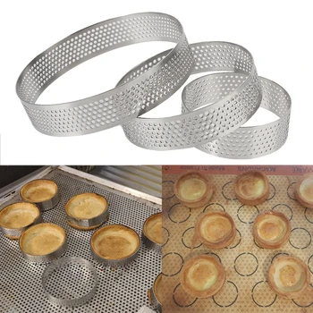 Cookies Pečivo Kruhu Fréza Tartlet Tortu Mousse Formy na Pečenie Nástroje 6 8 10 CM Koláč Krúžok Tortu Formy Perforované