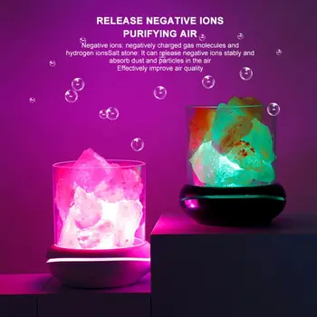 Crystal Prírodné Himalájska Soľná Lampa Multicolor Rock USB LED Nočné Svetlo Tabuľka pre Obývacia Izba, Spálňa, Nočné Olej, Aróma Darček