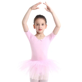 Deti, Dievčatá Balet Tanečné Šaty, Gymnastické Trikot Krátky Rukáv Tylu Oka Tutu Balerína Školenia Výkon Kostým Dancewear