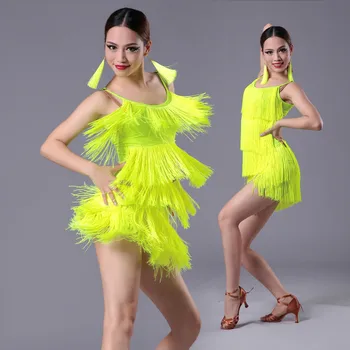 Deti, Dospelých Latinské Tanečné Šaty Pre Dievčatá Strapec Fringe Sála Salsa Tango Tanečný Národná Norma Súťaže Praxi Kostýmy