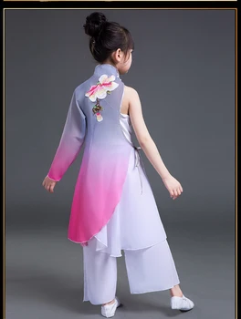Detské klasického tanca kostýmy nový štýl dievčatá elegantné Čínskych fanúšikov tanečné predstavenie oblečenie hmong oblečenie