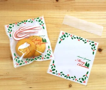 E1 Cookie balenie 10*11+3 cm vianočné cukrovinky farebné samolepiace plastové tašky pre sušienky, snack pečenie balík