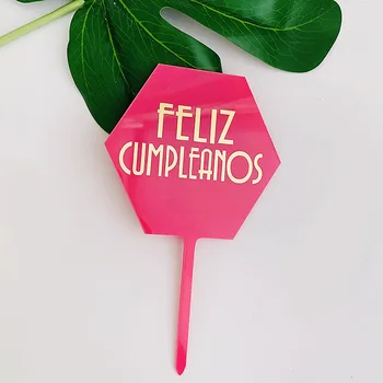 Feliz Cumpleanos Tortu Vňaťou Španielsky Farbou Hexagon Happy Birthday Cake Vňaťou Pre Espanol Narodeninovej Party Cake Dekorácie