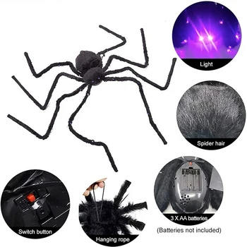 Halloween Dekorácie 49.2 Svietiace Spider Svetlá, Elektrické Hračky, Strašidelný Dom, Panel Home Party Dekor Žart Rekvizity