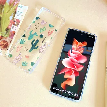 IN Sunflower Cactu Telefón puzdro pre Samsung Galaxy Z Flip 3 Z Flip 4 jednotka Pevného PC Zadný Kryt pre ZFlip3 ZFlip4 Prípade Ochranný plášť